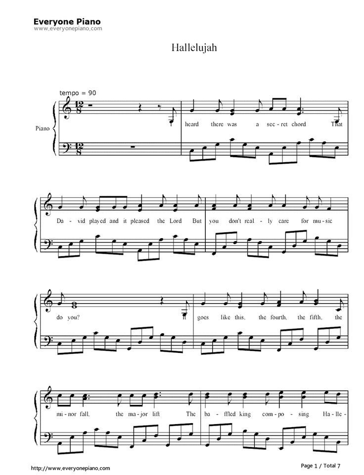 hallelujah sheet music for piano easy free